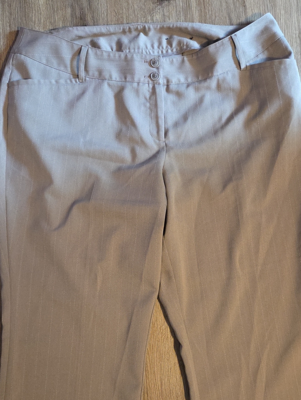 Lane Bryant Light Taupe Pinstripe Trousers